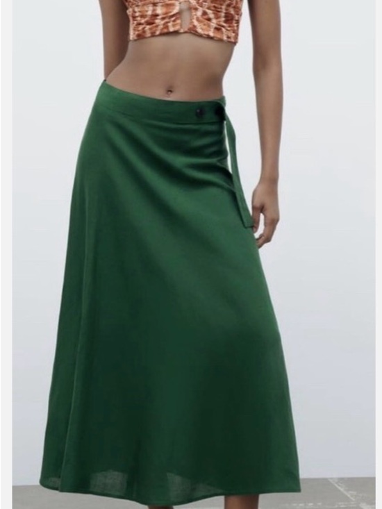 Zara Dresses & Skirts - Linen blend Midi Skirt Green xsmall